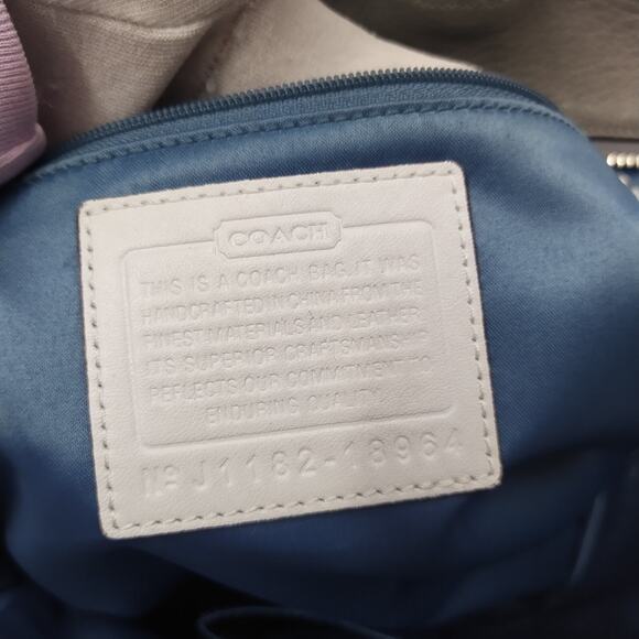 Coach Chelsea Inlaid Gray Leather Charlie Double Handles Zipper Tote Bag - Picture 12 of 16